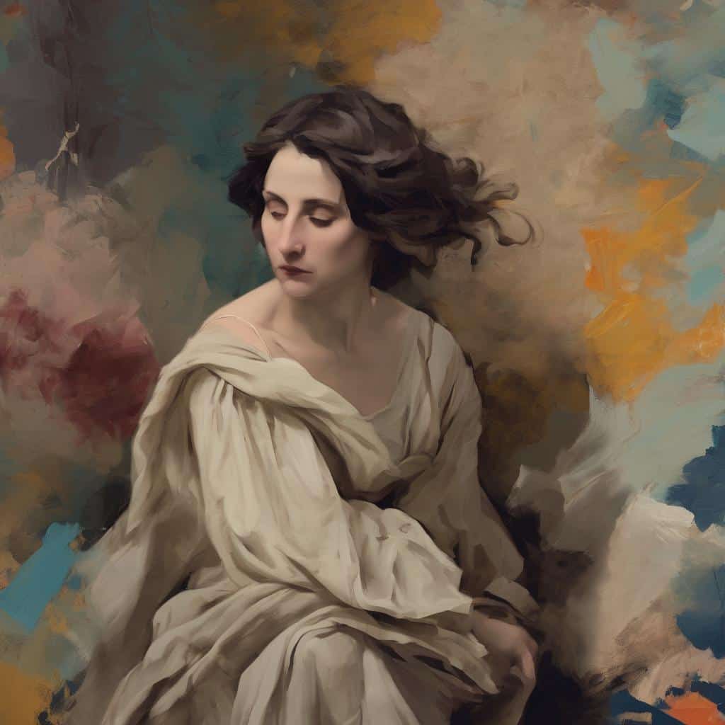 νεαρή γυναίκα σε σύγχρονη καλλιτεχνική δημιουργία, καινοτομία στη σύγχρονη τέχνη.